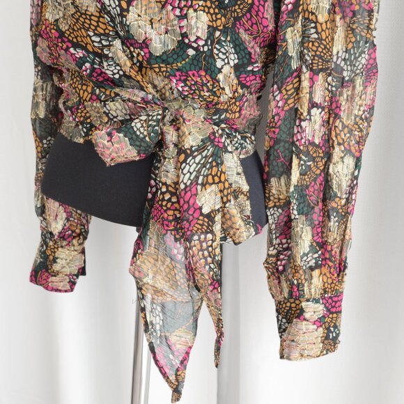 Ba&sh Leia Wrap Top Puff Sleeves Sz 4 - Picture 8 of 10